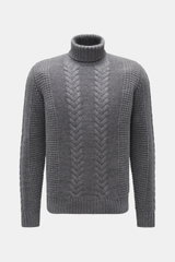 von Braun Cashmere turtleneck jumper grey mottled