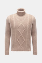 von Braun Cashmere turtleneck jumper beige mottled