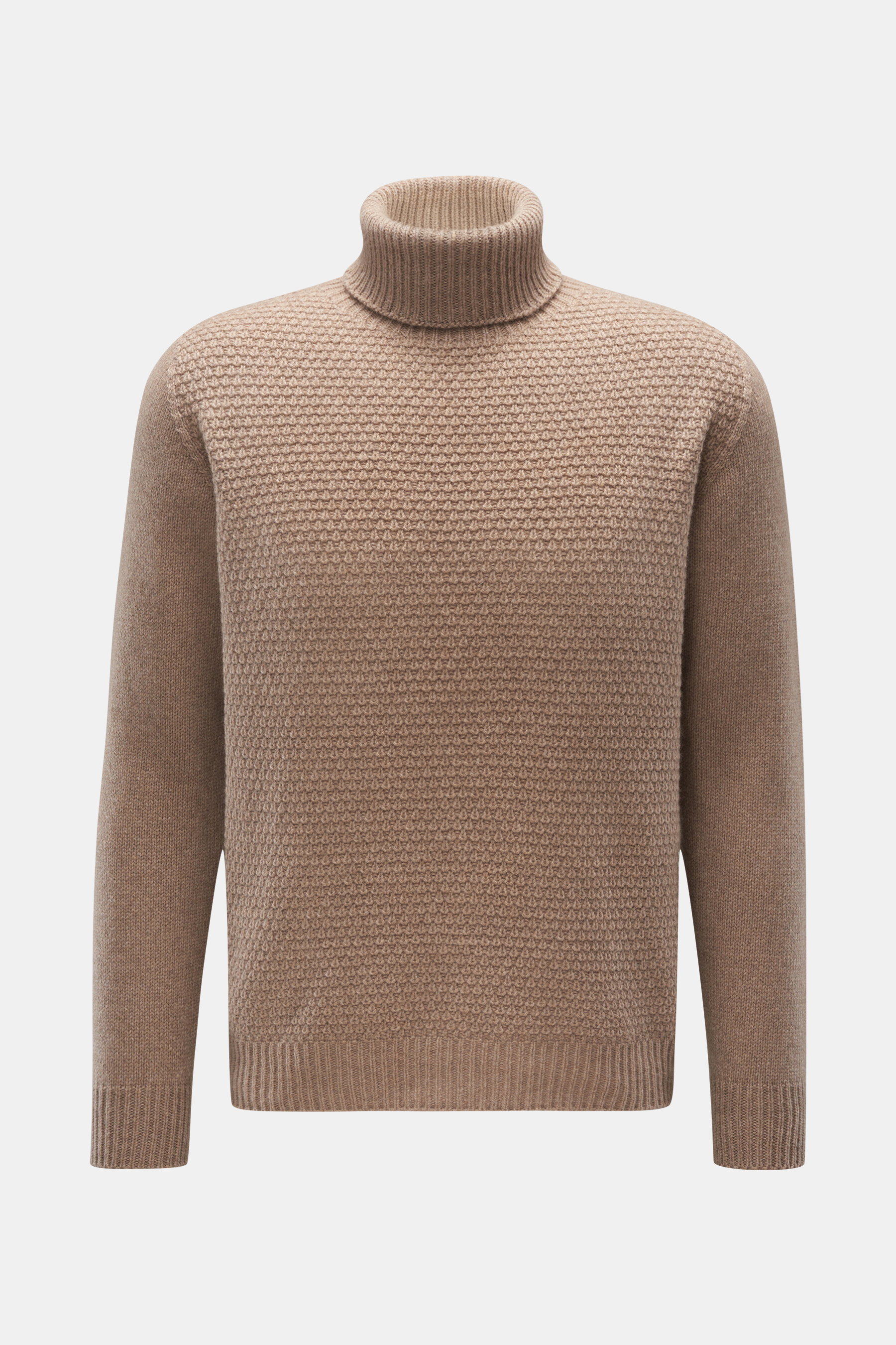 Cashmere turtleneck jumper beige mottled