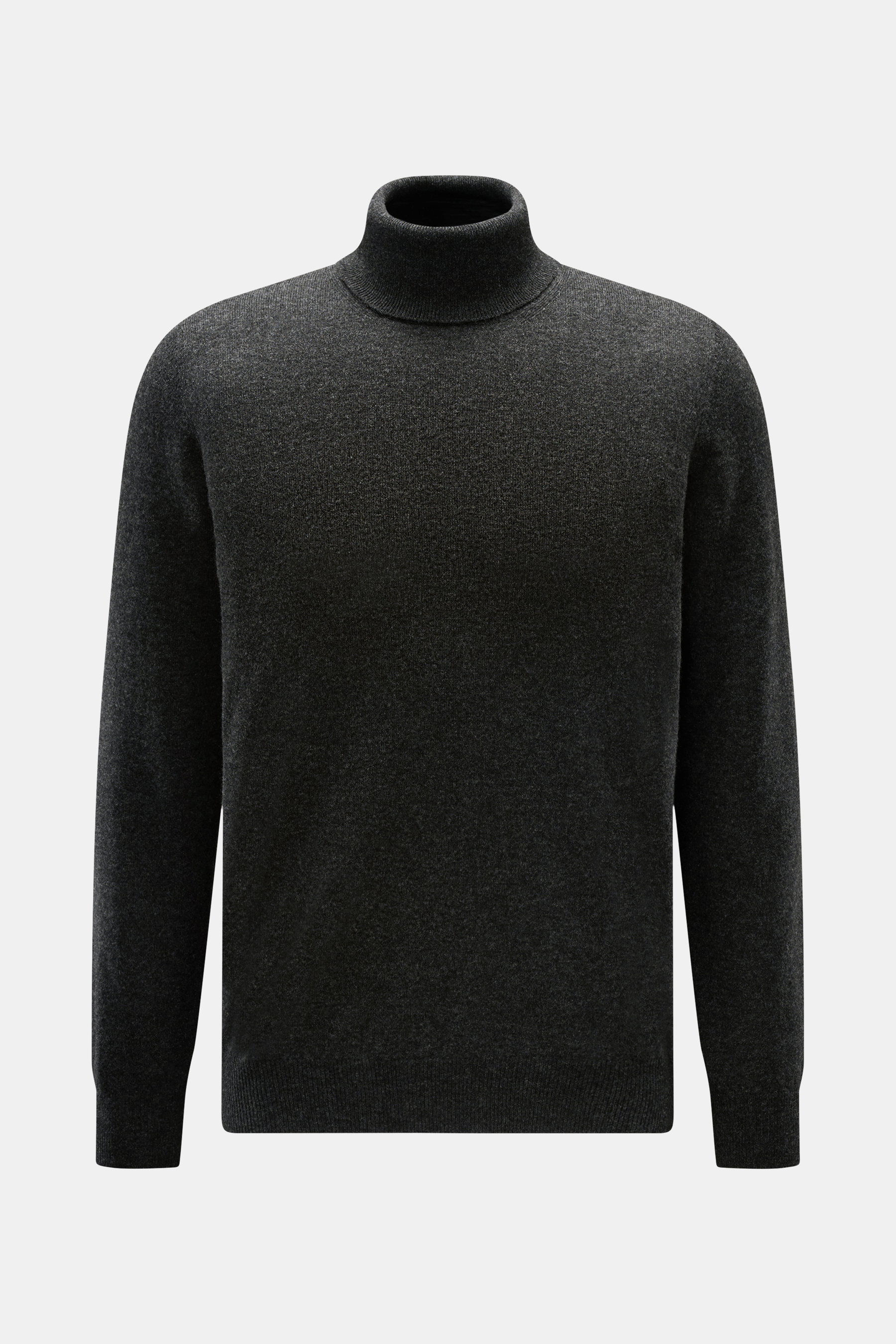 BRAUN Hamburg Rollkragenpullover anthrazit, Slim Fit, feines Strickbild, weicher Garnmix aus Schurwolle, Cashmere, Viskose, frontale Produktaufnahme.