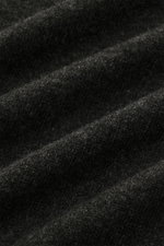 Nahaufnahme des feinen Strickbilds des BRAUN Hamburg Rollkragenpullover anthrazit aus weichem Schurwolle-Cashmere-Viskose-Mix.
