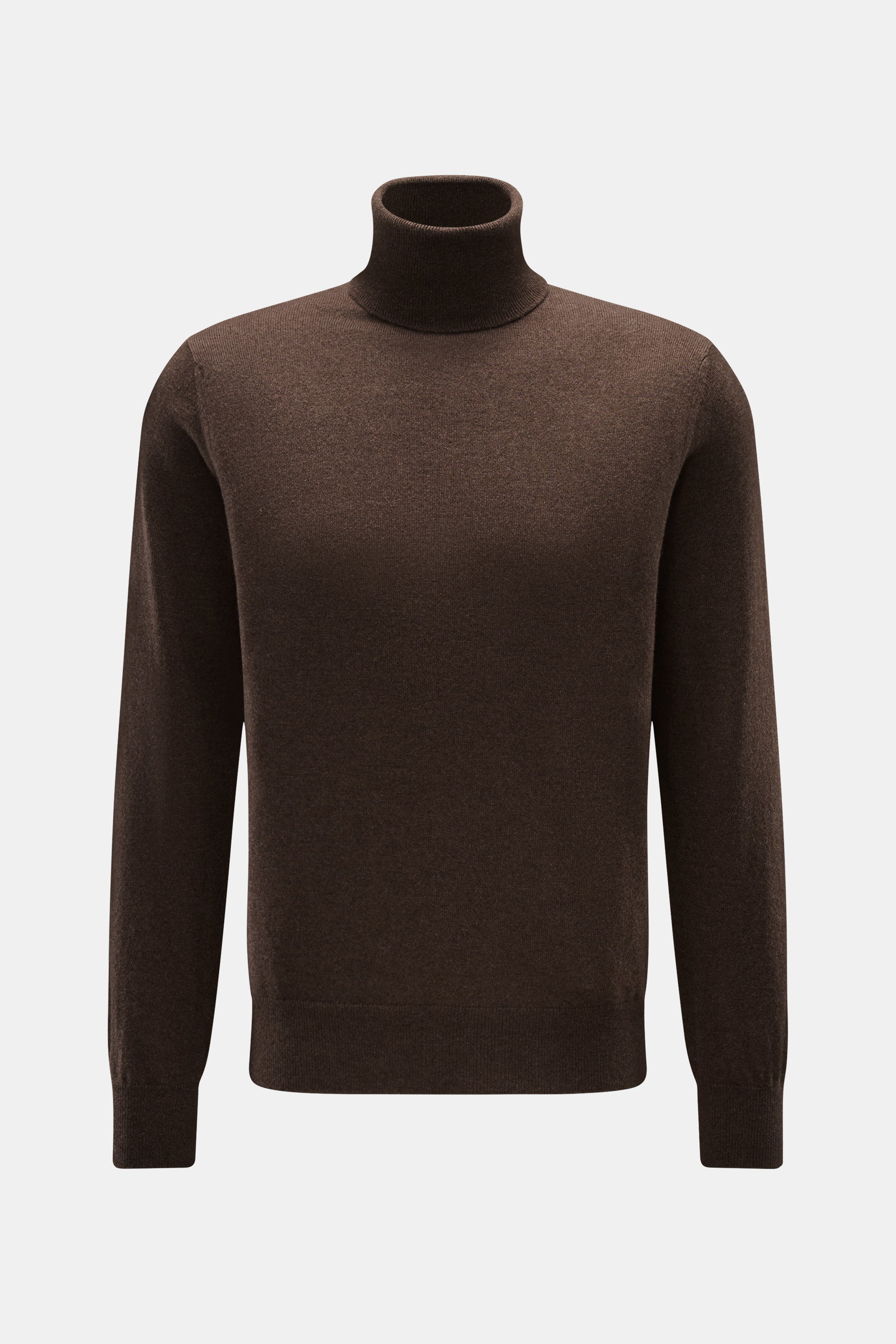 Cruciani Cashmere Rollkragenpullover braun, Slim Fit, feines Strickbild, reiner Cashmere, anliegender Rollkragen, elastische Bündchen, frontal fotografiert.