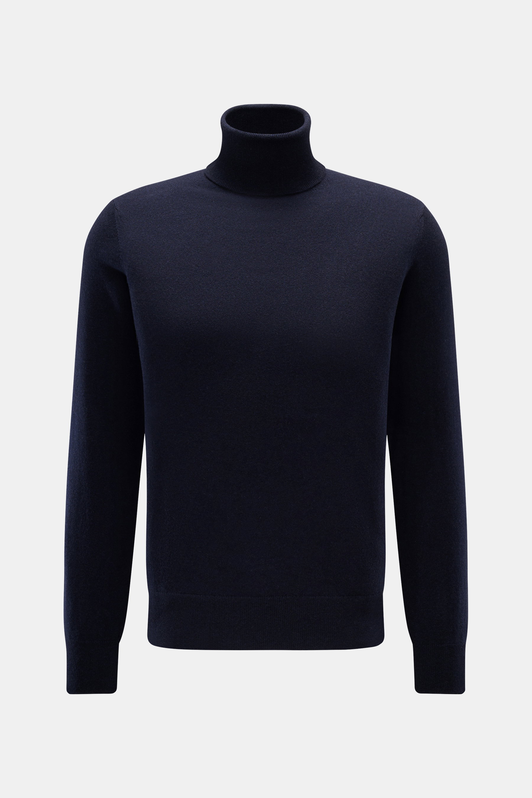 Cruciani Cashmere Rollkragenpullover navy, Slim Fit, reiner Cashmere, feines Strickbild, elastische Bündchen, frontal fotografiert, weicher Griff.