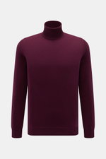 von Braun Cashmere Rollkragenpullover bordeaux, Slim Fit, fein gestrickt aus reinem Cashmere, sehr weich, anliegender Rollkragen, elastische Rippbündchen, Frontalansicht.