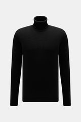 Von vorn fotografierter von Braun Cashmere Rollkragenpullover schwarz, mittelfein gestrickt, Regular Fit mit anliegendem Rollkragen und Rippbündchen.