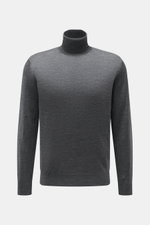 von Braun Merino Rollkragenpullover grau meliert, Slim Fit, feines Strickbild, reine Merinowolle, anliegender Rollkragen, flexible Rippbündchen, Frontansicht