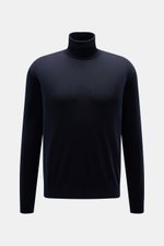 Malo Rollkragenpullover navy, Slim Fit, aus reiner, weicher Schurwolle mit feinem Strickbild, anliegendem Rollkragen, Rippbündchen, Frontansicht.