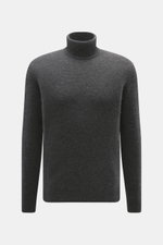 Filippo de Laurentiis Rollkragenpullover dunkelgrau, frontal fotografiert, Slim Fit, mittelfeines Strickbild, Mix aus Cashmere, Seide, Microfaser, weicher Griff, anliegender Rollkragen, flexible Rippbündchen.