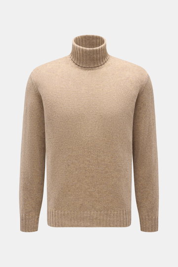Front view of Filippo de Laurentiis Cashmere turtleneck jumper beige mottled, luxurious 100% cashmere knitwear for autumn and winter.

Description:  
<p>Luxurious knitwear for autumn and winter: With its fine material in 100% cashmere, this turtleneck jum