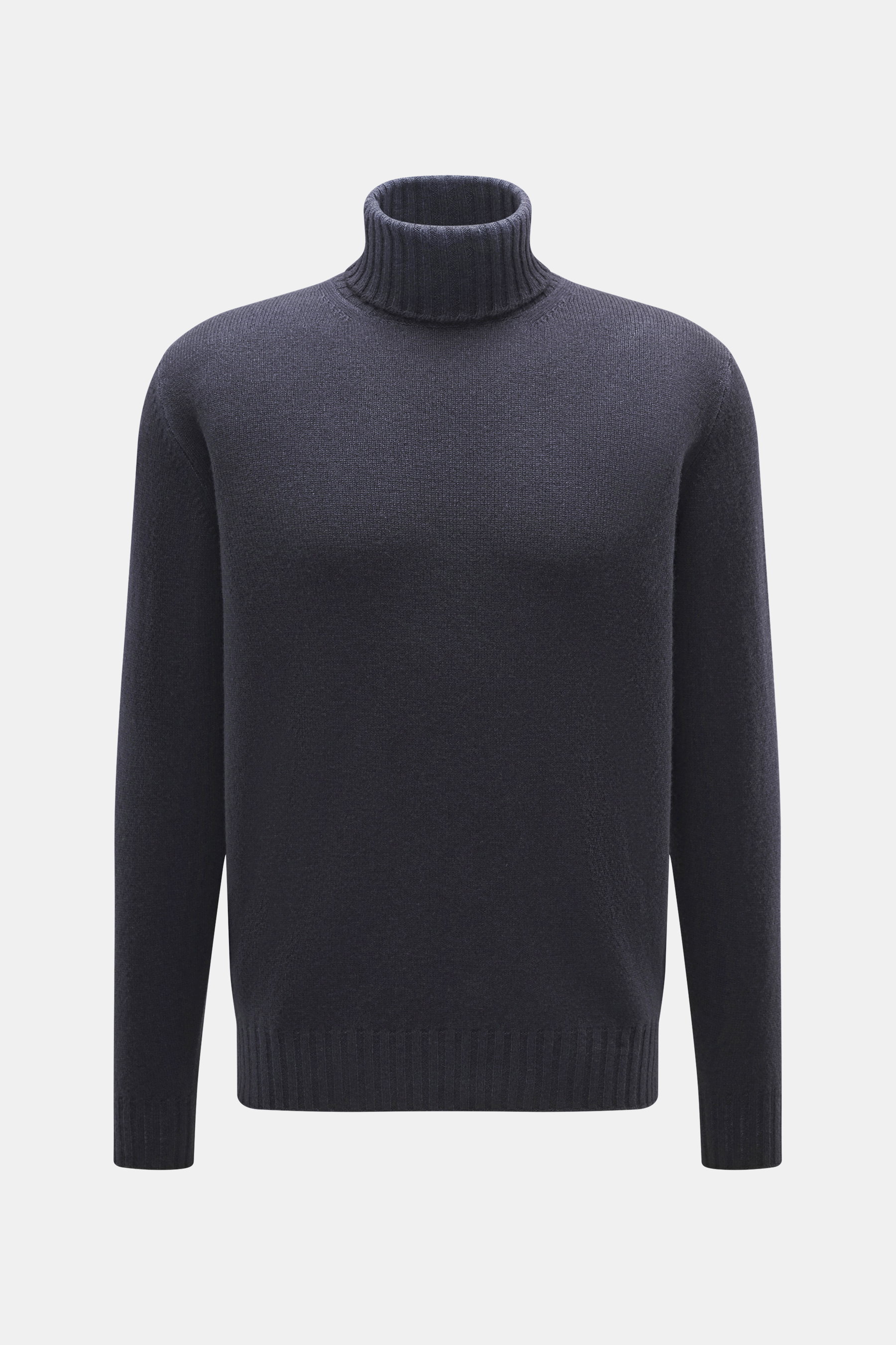 Filippo de Laurentiis Rollkragenpullover navy, frontal fotografiert, aus Super 120'S Wolle und Cashmere, weicher Griff, feines Strickbild, Regular Fit, Ripprollkragen, flexible Rippbündchen.