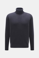 Filippo de Laurentiis Rollkragenpullover navy, frontal fotografiert, aus Super 120'S Wolle und Cashmere, weicher Griff, feines Strickbild, Regular Fit, Ripprollkragen, flexible Rippbündchen.