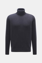 Filippo de Laurentiis Rollkragenpullover navy, frontal fotografiert, aus Super 120'S Wolle und Cashmere, weicher Griff, feines Strickbild, Regular Fit, Ripprollkragen, flexible Rippbündchen.