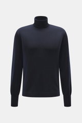 Officine Générale Merino Rollkragenpullover 'Nina' navy, Slim Fit, reine Merinowolle, weicher Griff, feines Strickbild, Vorderansicht, anliegender Rollkragen.