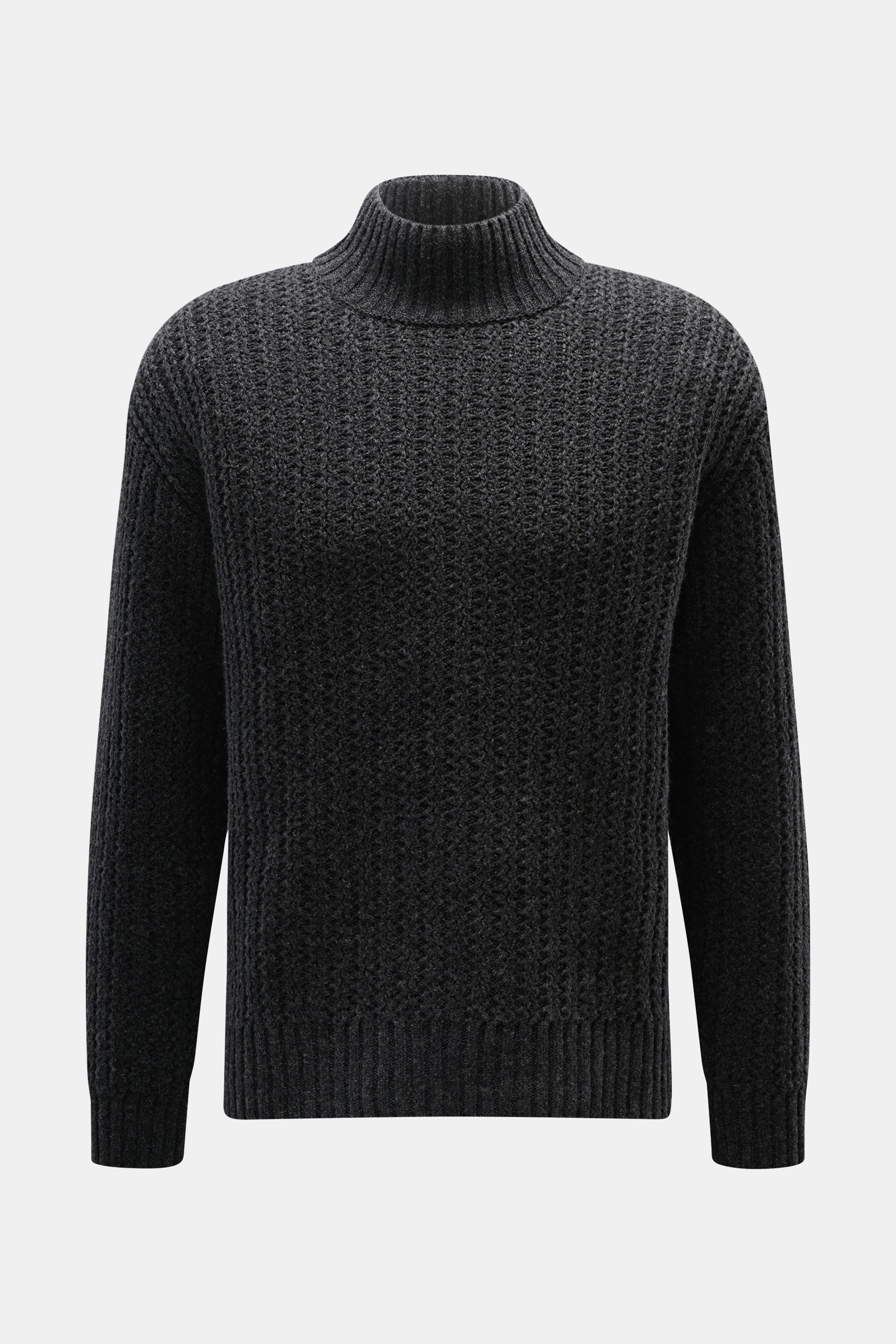 Closed Mock-Neck Pullover dunkelgrau meliert