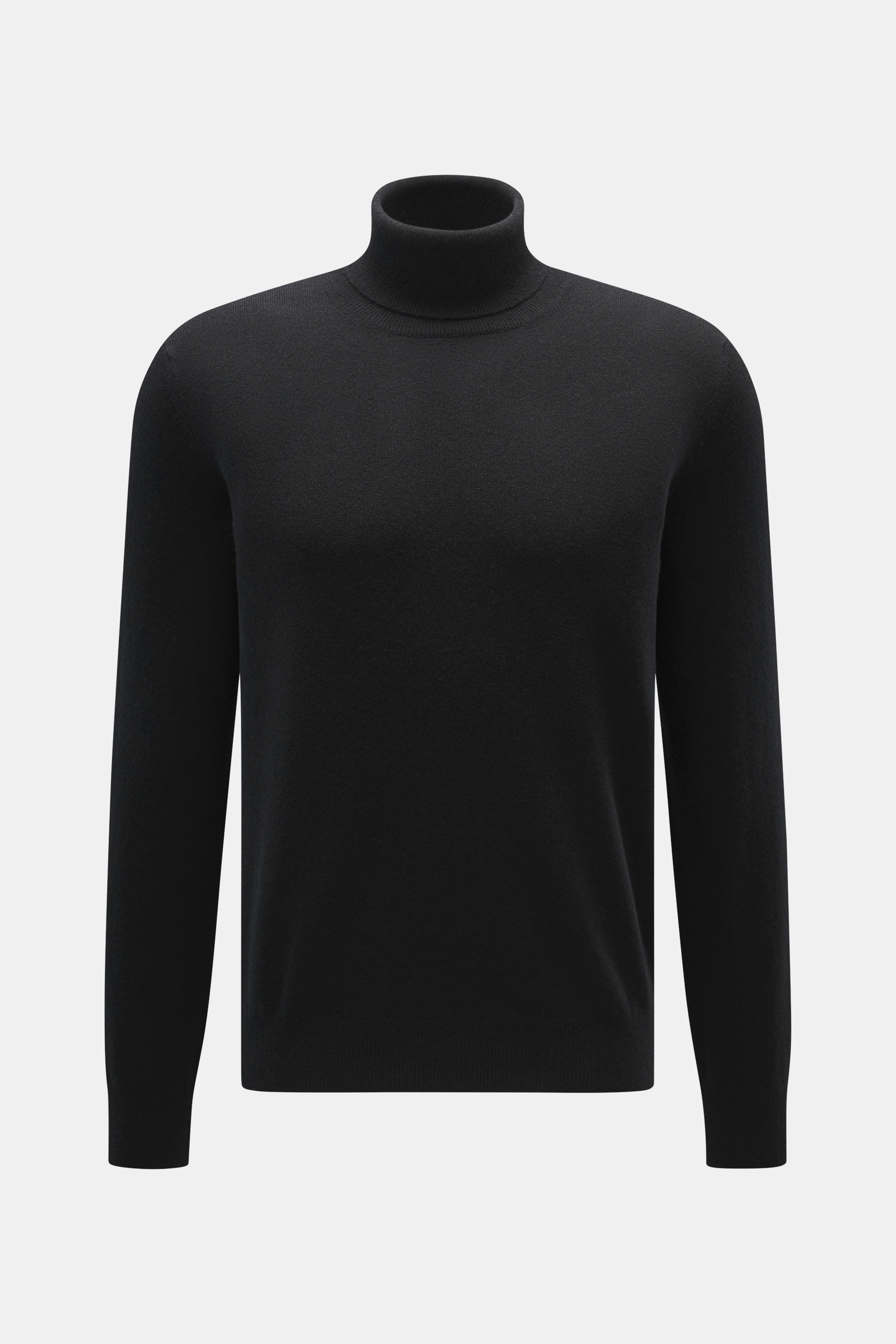 BRAUN Hamburg Cashmere Rundhalspullover schwarz, Slim Fit, feines Strickbild, reiner Cashmere, Rundhalsausschnitt, flexible Rippbündchen, frontal fotografiert.
