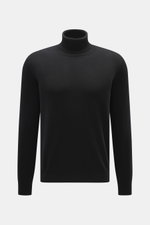 BRAUN Hamburg Cashmere Rundhalspullover schwarz, Slim Fit, feines Strickbild, reiner Cashmere, Rundhalsausschnitt, flexible Rippbündchen, frontal fotografiert.