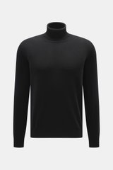 BRAUN Hamburg Cashmere Rundhalspullover schwarz, Slim Fit, feines Strickbild, reiner Cashmere, Rundhalsausschnitt, flexible Rippbündchen, frontal fotografiert.