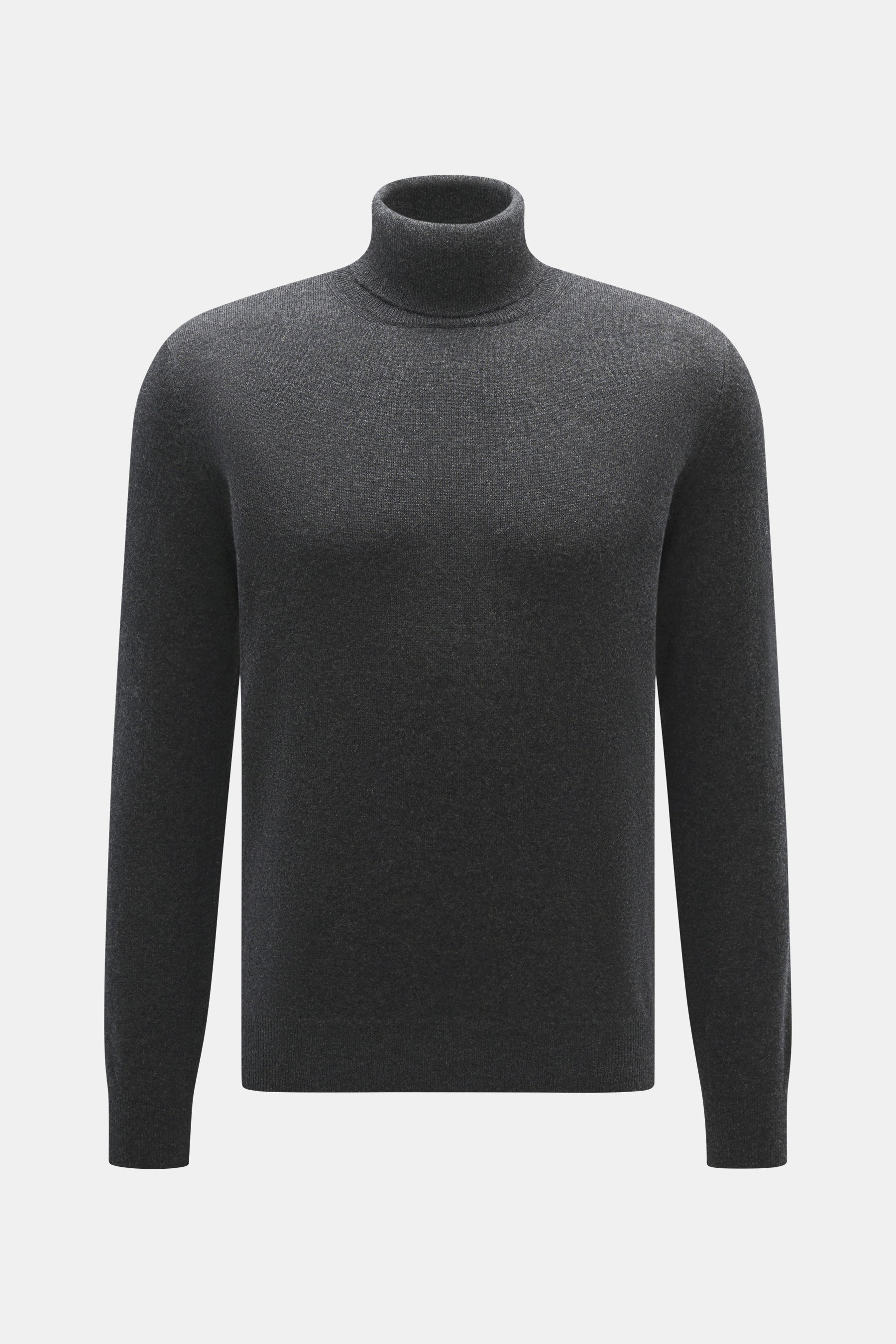 Vorderansicht des BRAUN Hamburg Cashmere Rundhalspullover dunkelgrau meliert, Slim Fit, reiner Cashmere, weicher Griff, Rundhalsausschnitt, flexible Rippbündchen, Made in Italy.