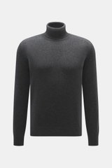 Vorderansicht des BRAUN Hamburg Cashmere Rundhalspullover dunkelgrau meliert, Slim Fit, reiner Cashmere, weicher Griff, Rundhalsausschnitt, flexible Rippbündchen, Made in Italy.