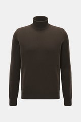 BRAUN Hamburg Cashmere Rundhalspullover dunkelbraun, Slim Fit, feines Strickbild, Rundhalsausschnitt, flexible Rippbündchen, aus reiner Cashmere, Frontansicht.