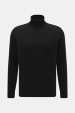 Schwarz fotografierter 04651/ A trip in a bag Cashmere Rollkragenpullover in Slim Fit, mittelfeinem Strick, weichem Griff, Rollkragen und Rippbündchen.