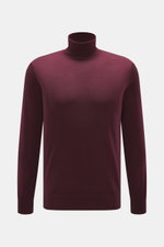 von Braun Merino Feinstrick-Rollkragenpullover bordeaux, Slim Fit, reine Merinowolle, weicher Griff, feines Strickbild, flexible Rippbündchen, Frontansicht