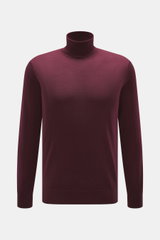 von Braun Merino Feinstrick-Rollkragenpullover bordeaux, Slim Fit, reine Merinowolle, weicher Griff, feines Strickbild, flexible Rippbündchen, Frontansicht