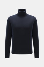 von Braun Merino Rollkragenpullover navy in Frontansicht, reine Merinowolle, mittelfeines Strickbild, Oversized Fit, Rippstrick-Rollkragen, flexible Rippbündchen, komfortabel und stilvoll für Winter