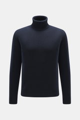 von Braun Merino Rollkragenpullover navy in Frontansicht, reine Merinowolle, mittelfeines Strickbild, Oversized Fit, Rippstrick-Rollkragen, flexible Rippbündchen, komfortabel und stilvoll für Winter