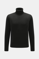 von Braun Merino Rollkragenpullover schwarz, Frontansicht, Oversized Fit, mittelfeines Strickbild, reine Merinowolle, Rollkragen und flexible Rippbündchen.