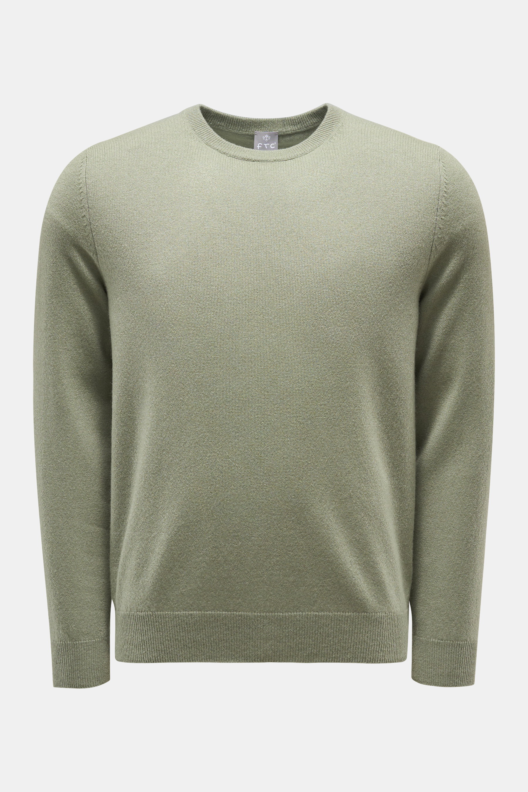 FTC Cashmere Rundhals-Pullover oliv