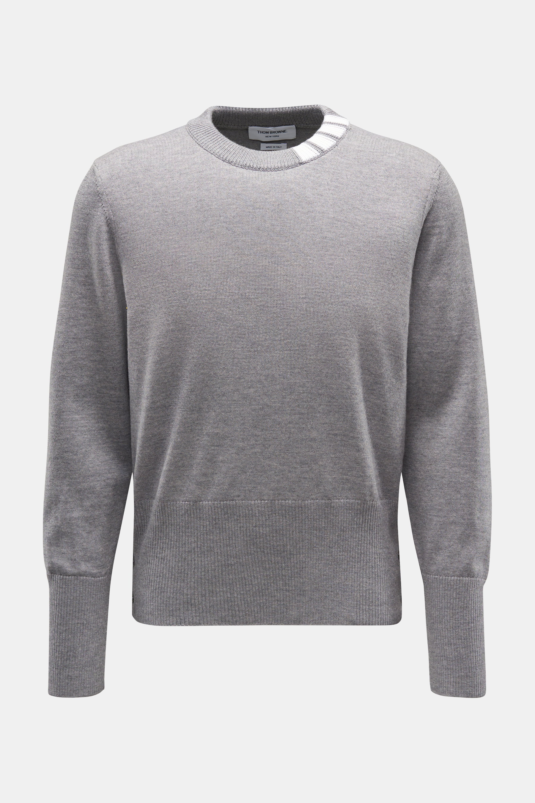 Thom Browne Merino Rundhalspullover grau