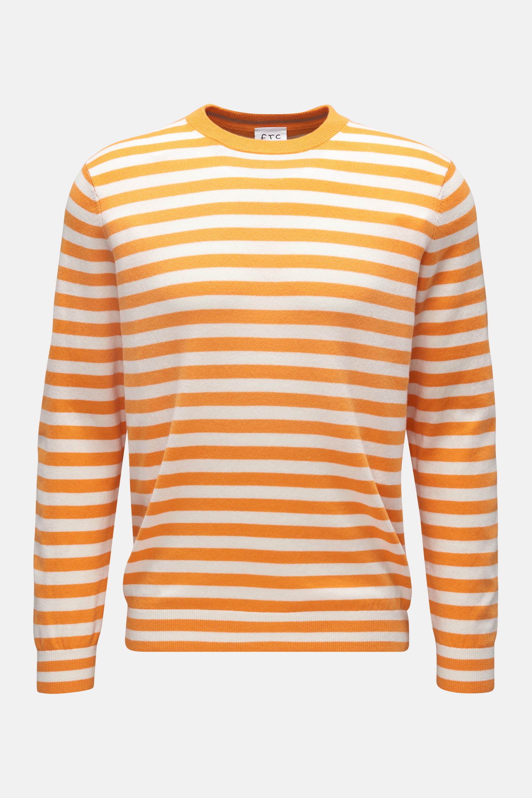 FTC Rundhalspullover orange/creme gestreift