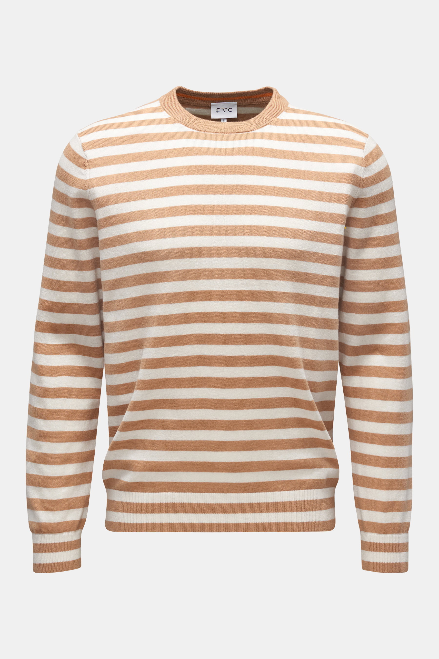 FTC Rundhalspullover hellbraun/creme gestreift