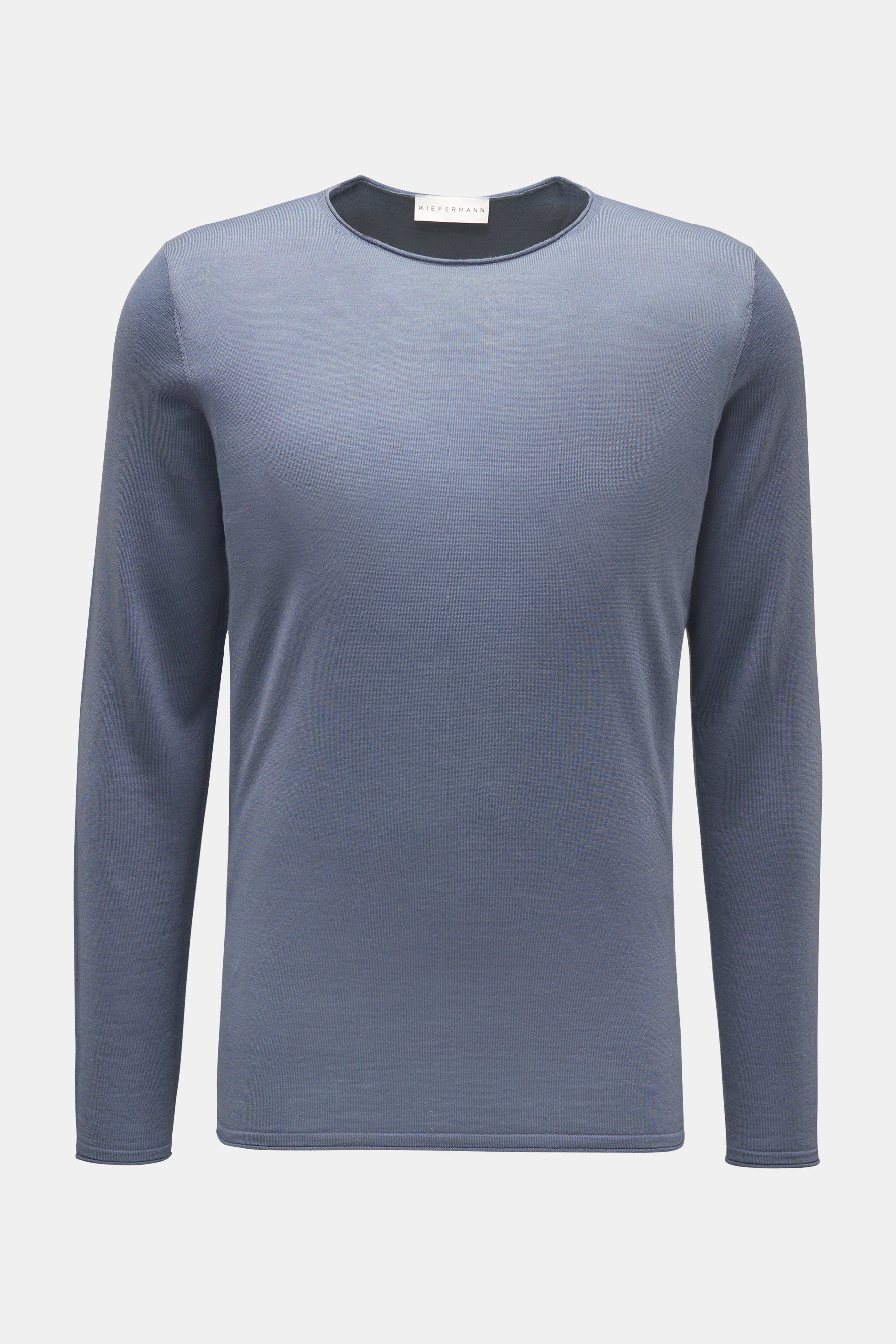 Kiefermann Merino Feinstrick-Rundhalspullover 'Benjamin' rauchblau