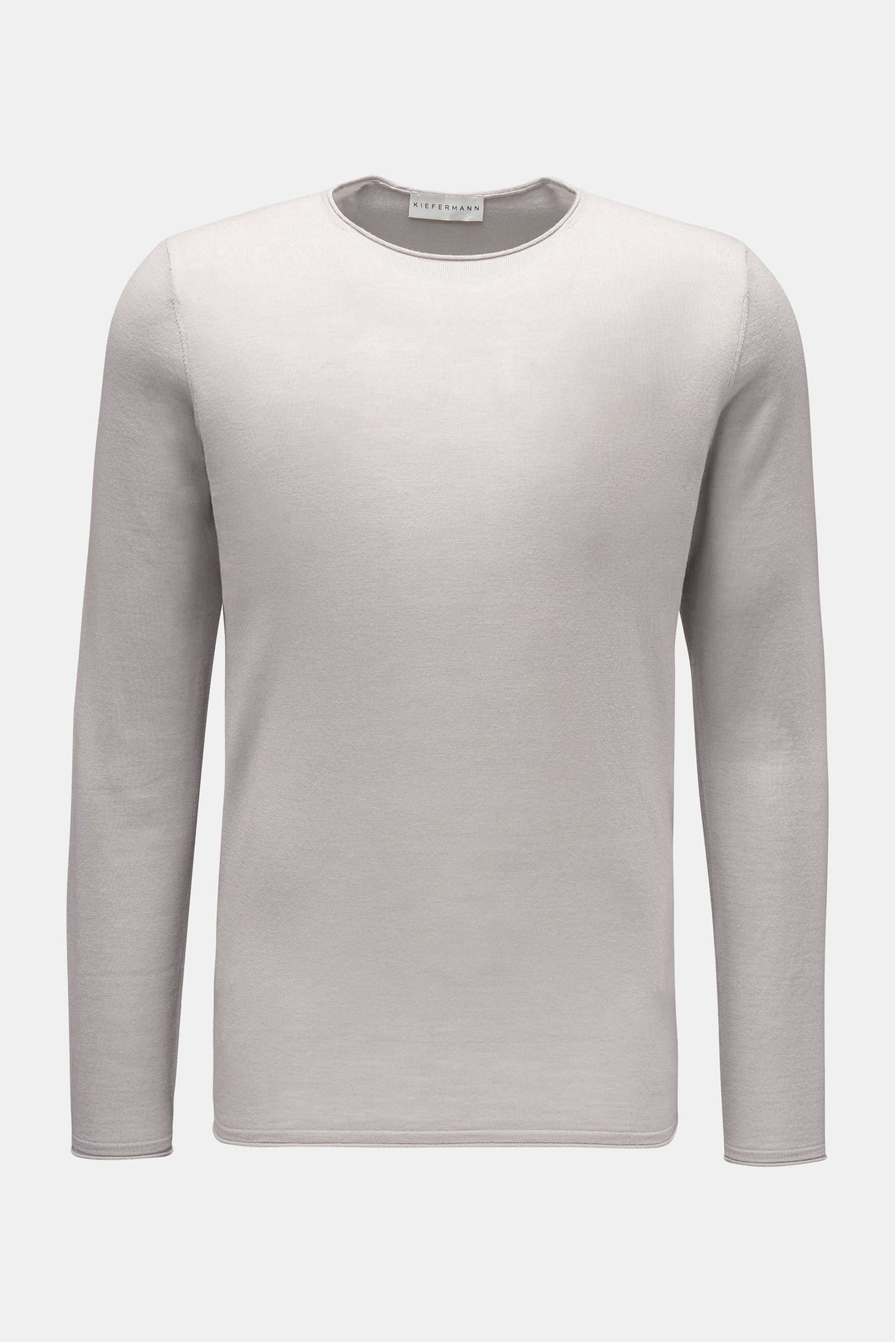Kiefermann Merino Feinstrick-Rundhalspullover 'Benjamin' hellgrau