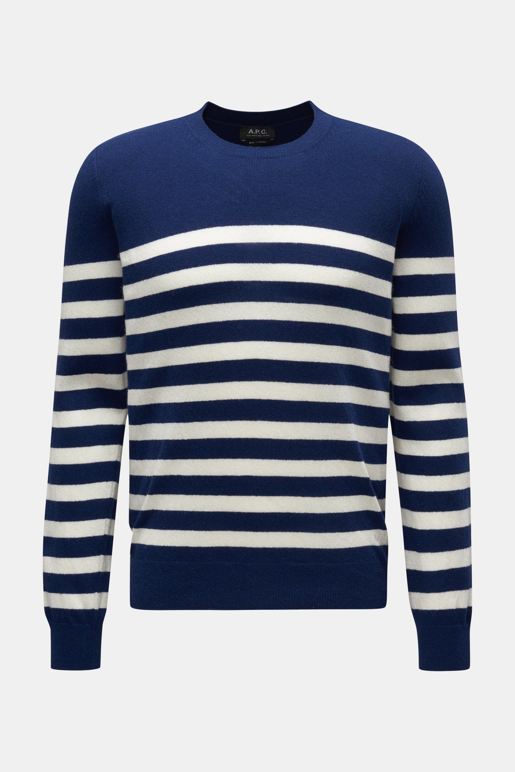 A.P.C. Rundhalspullover 'Ismael' navy/weiß gestreift