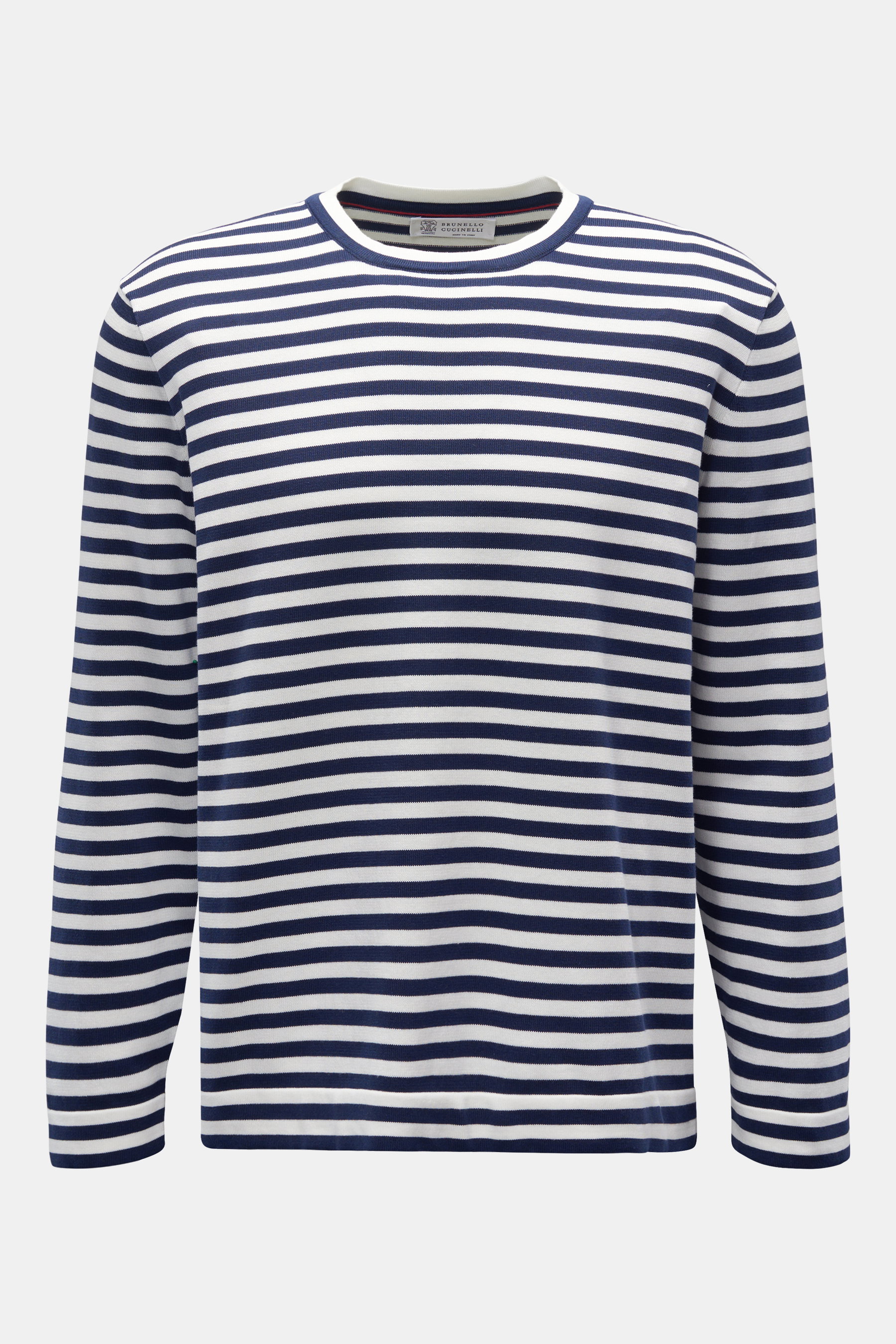 Brunello Cucinelli Rundhalspullover navy/weiß gestreift