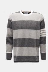 Thom Browne Rundhalspullover grau/creme gestreift