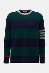 Thom Browne Rundhalspullover grün/blau gestreift