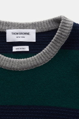 Thom Browne Rundhalspullover grün/blau gestreift