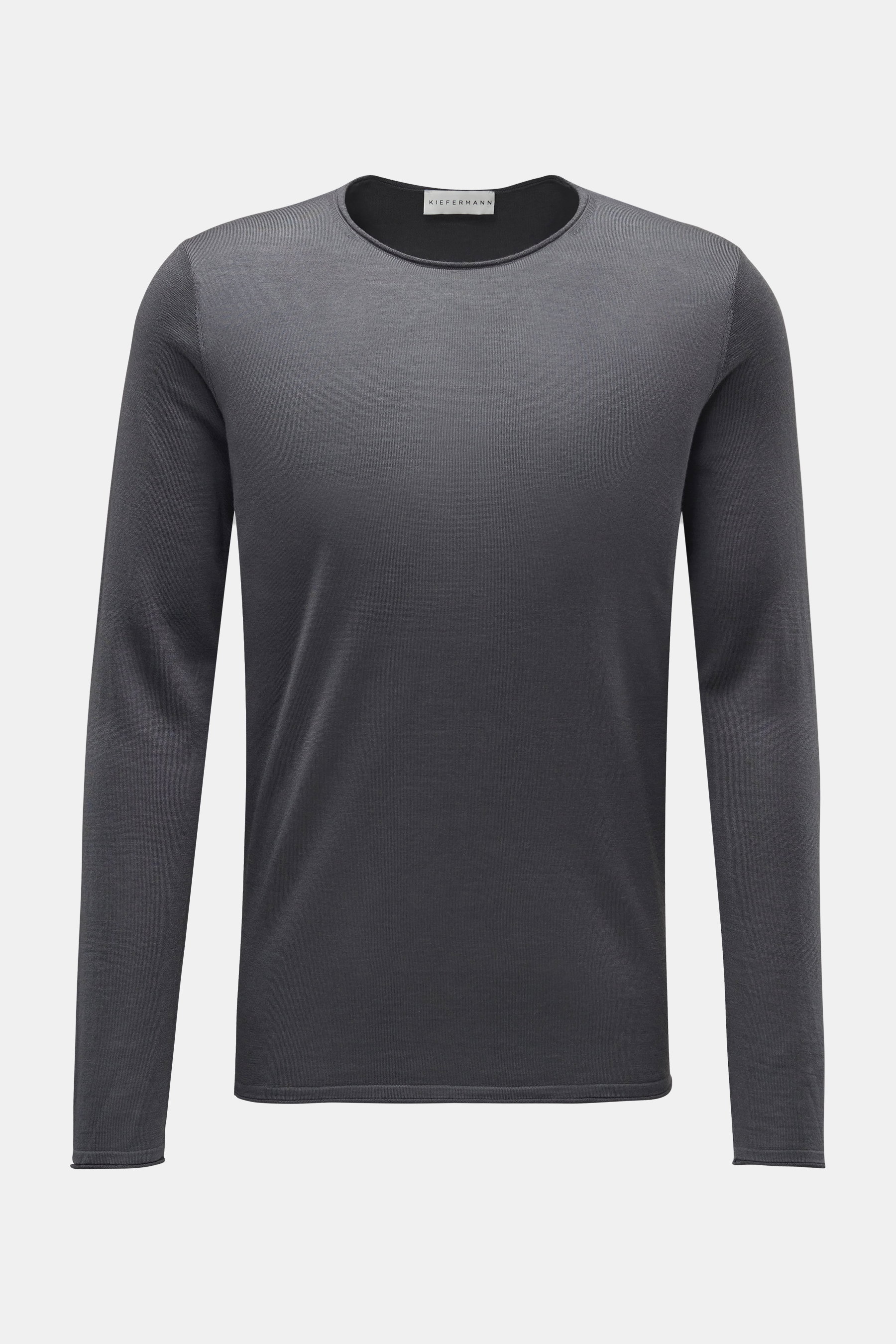 Kiefermann Merino Feinstrick-Rundhalspullover 'Benjamin' dunkelgrau