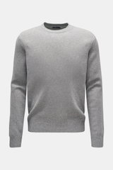 04651/ A trip in a bag Cashmere Rundhalspullover 'Crew' grau