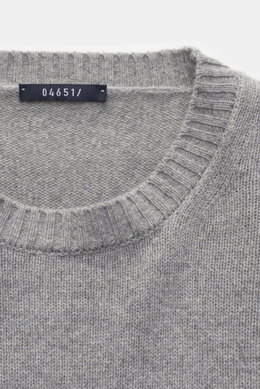 04651/ A trip in a bag Cashmere Rundhalspullover 'Crew' grau
