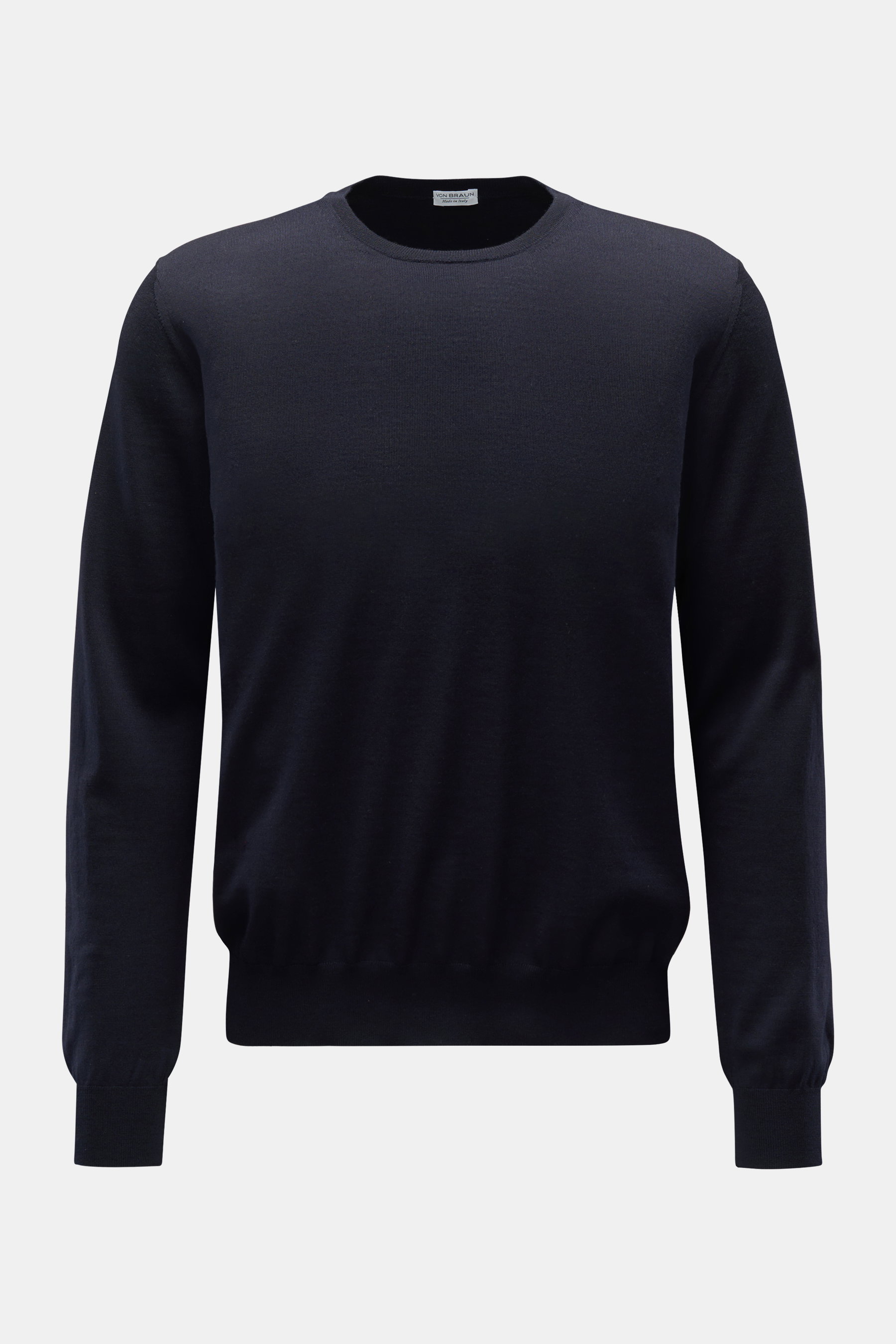 von Braun Merino Feinstrick-Rundhalspullover navy