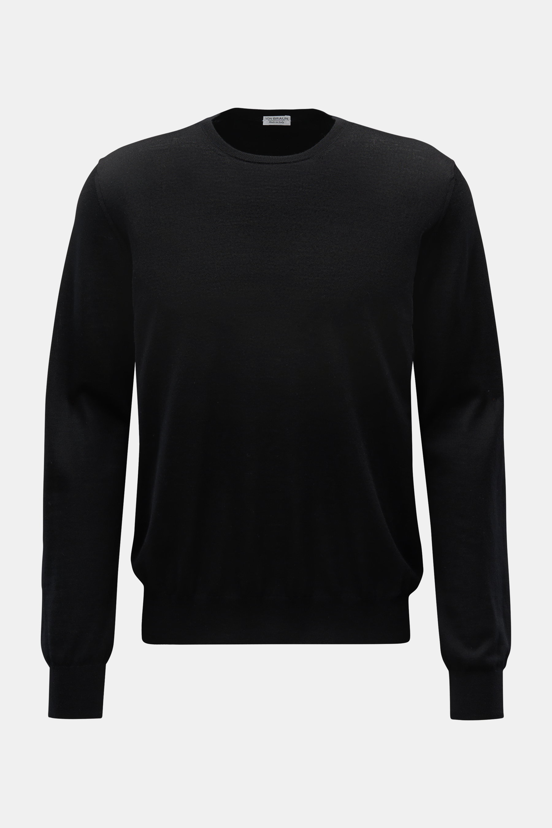 von Braun Merino Feinstrick-Rundhalspullover schwarz