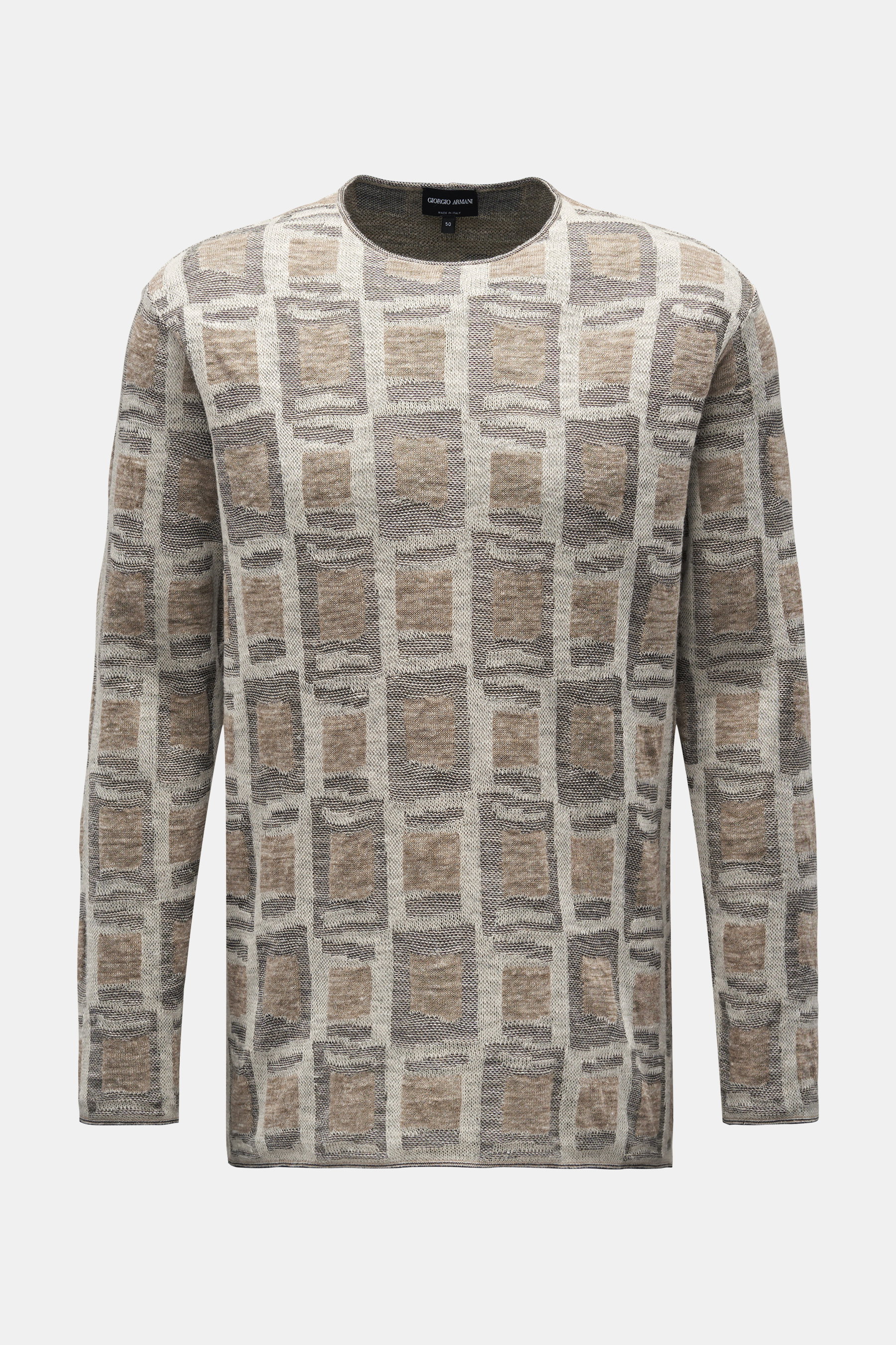 Giorgio Armani Rundhalspullover beige/creme/grau gemustert