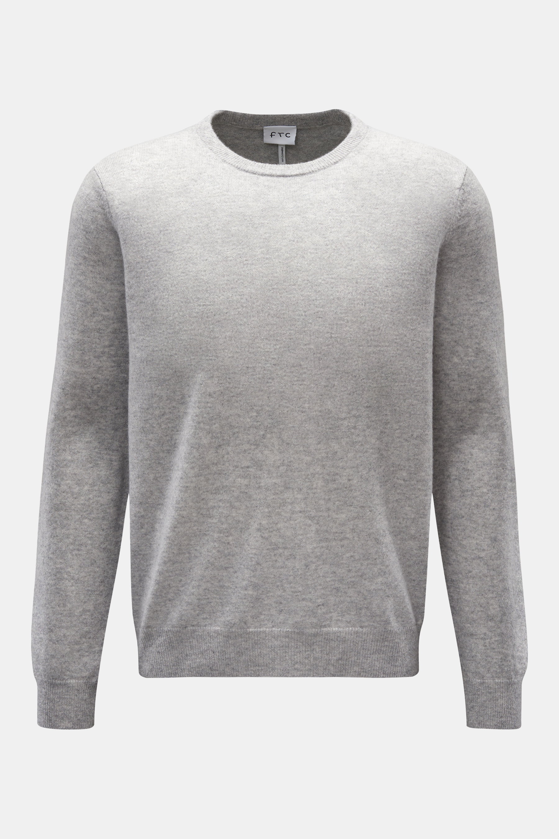 FTC Cashmere Rundhalspullover hellgrau meliert