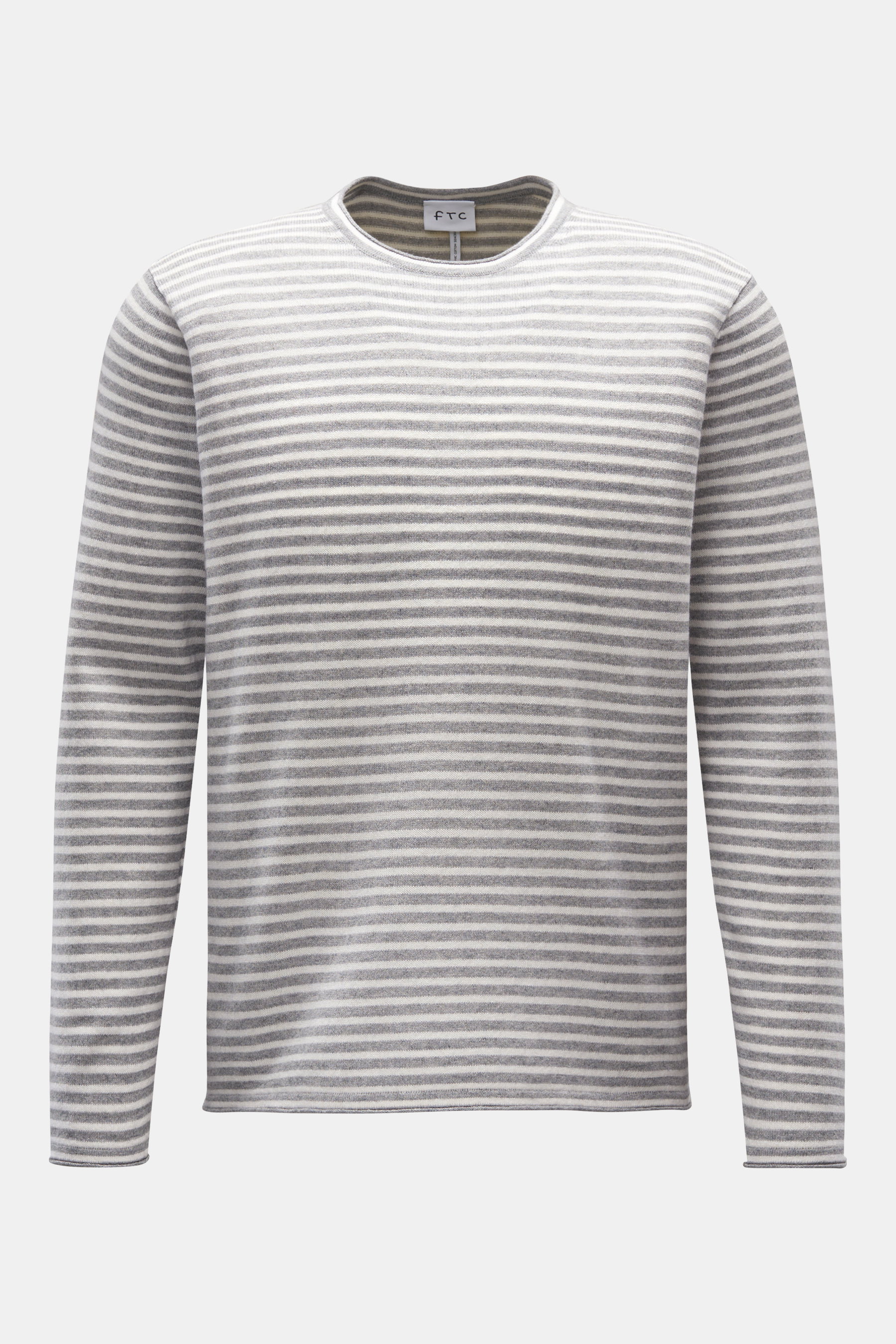 FTC Rundhalspullover grau/offwhite gestreift