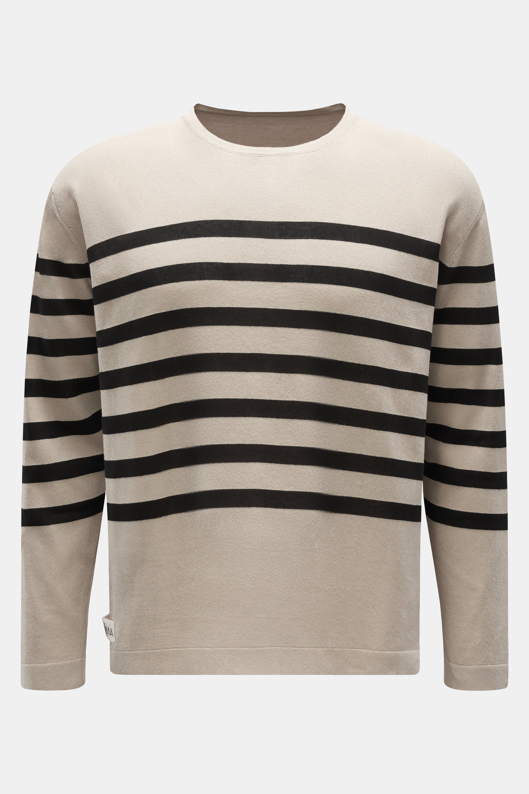 Matéma Rundhalspullover beige/schwarz gestreift